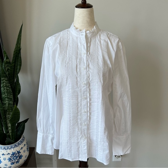 NWT! J. Crew Lace-front button-down poplin shirt - White - Picture 10 of 10